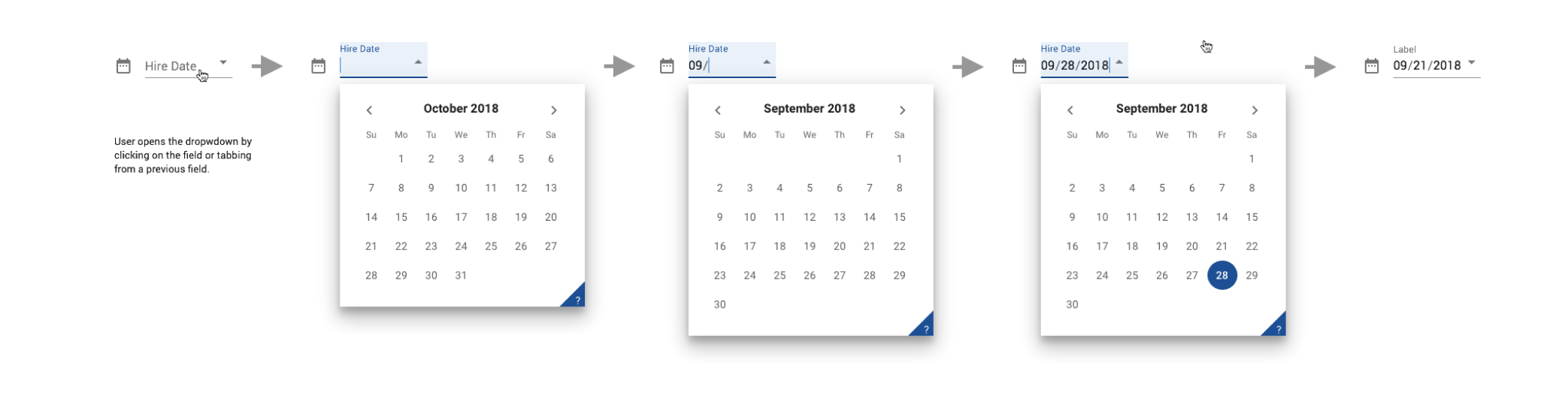Design system calendar date picker